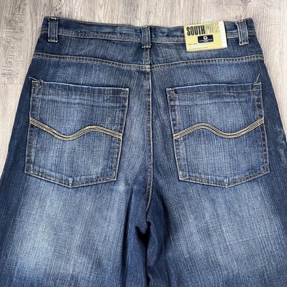 Southpole Y2K Wide Leg Baggy Jeans dark wash Men's Size 38 - Picture 8 of 9